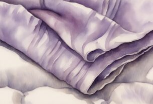 Vintage Aquarellillustration von Renforcé Bettwäsche, Nahaufnahme der feinen Webstruktur und glatten Textur, was bedeutet Renforcé Bettwäsche