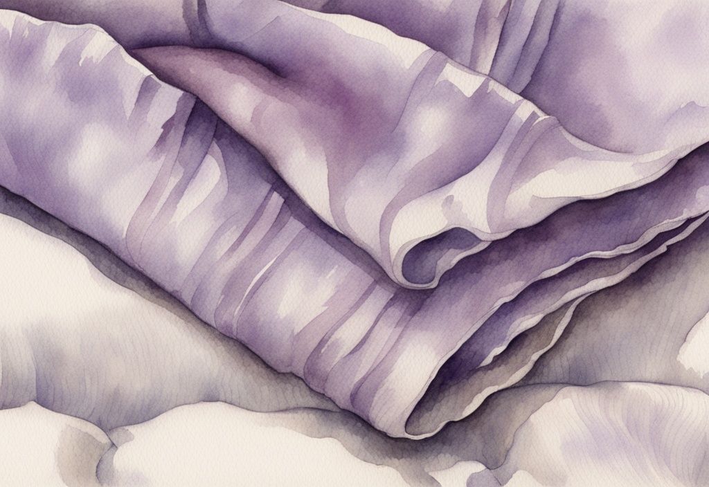 Vintage Aquarellillustration von Renforcé Bettwäsche, Nahaufnahme der feinen Webstruktur und glatten Textur, was bedeutet Renforcé Bettwäsche